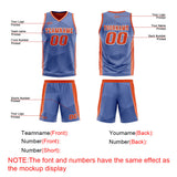 Custom Blue Orange Reversible Basketball Suit for Adults and Kids Personalized Jersey