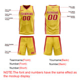 Custom Yellow Red Reversible Basketball Suit for Adults and Kids Personalized Jersey
