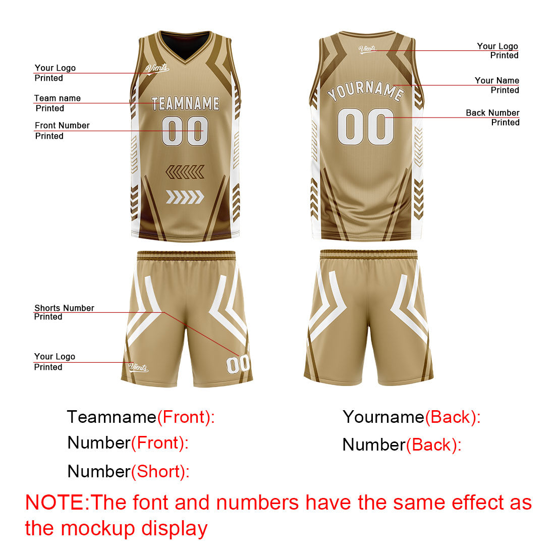 Custom Brown Reversible Basketball Suit for Adults and Kids Personalized Jersey