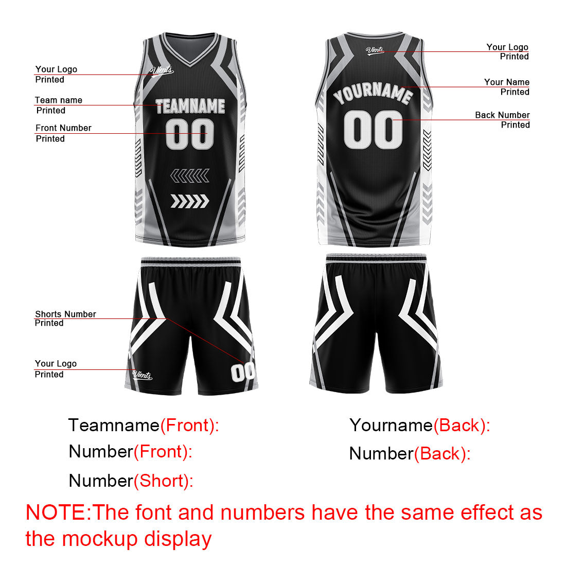 Custom Black Grey Reversible Basketball Suit for Adults and Kids Personalized Jersey