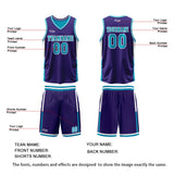 Custom Purple Cyan Reversible Basketball Suit for Adults and Kids Personalized Jersey