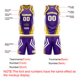 Custom Purple Yellow Reversible Basketball Suit for Adults and Kids Personalized Jersey