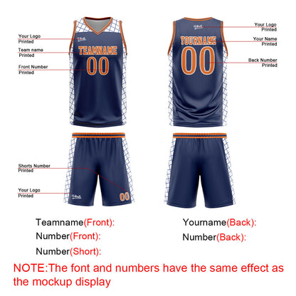 Custom Navy Orange Basketball Jersey Uniform Suit Printed Your Logo Name Number