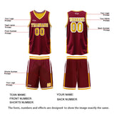 Custom Red Yellow Reversible Basketball Suit for Adults and Kids Personalized Jersey