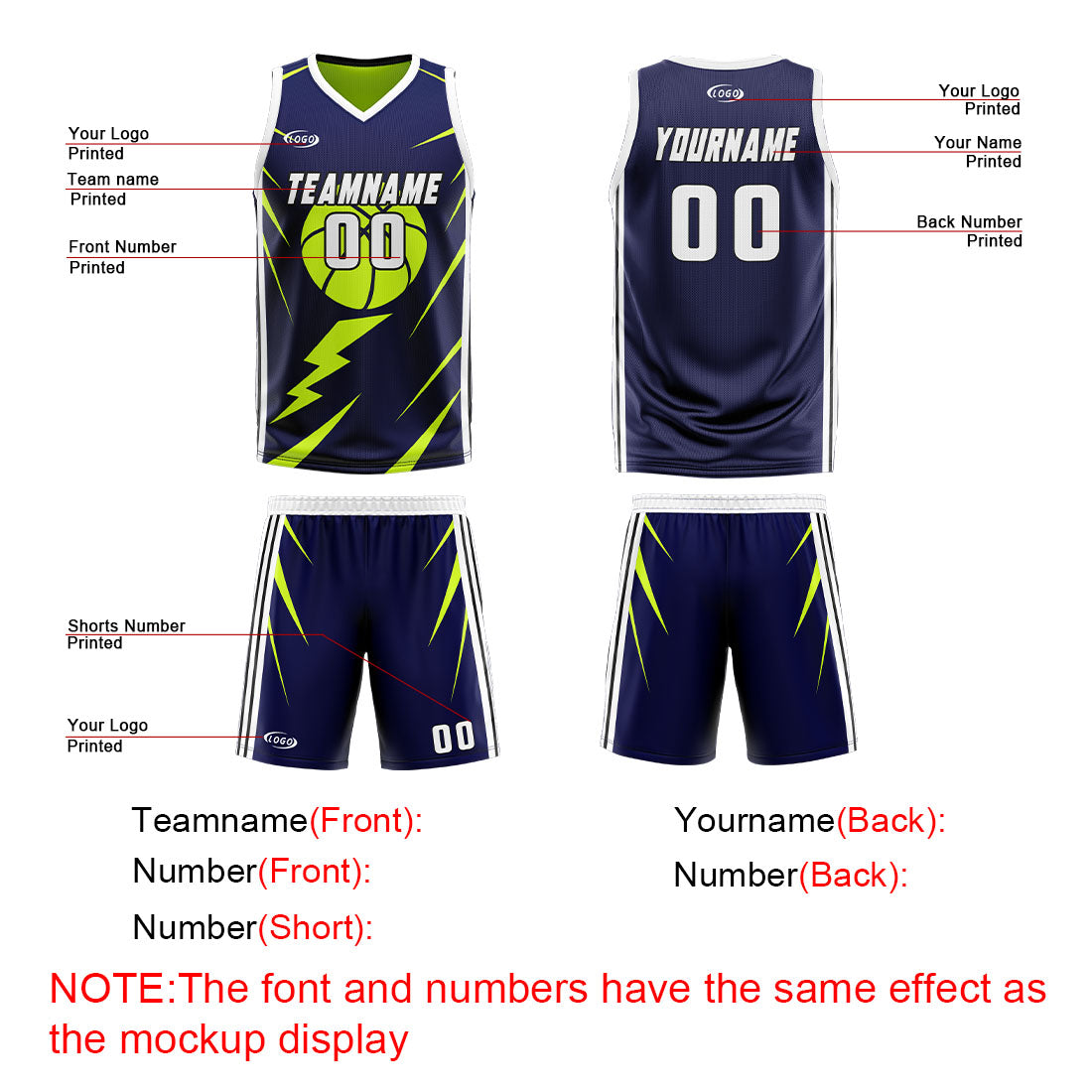 Custom Navy Light Green Reversible Basketball Suit for Adults and Kids Personalized Jersey