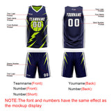 Custom Navy Light Green Reversible Basketball Suit for Adults and Kids Personalized Jersey