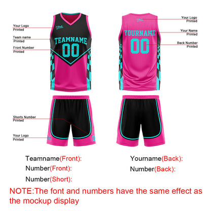 Custom Black Pink Light Blue Reversible Basketball Suit for Adults and Kids Personalized Jersey