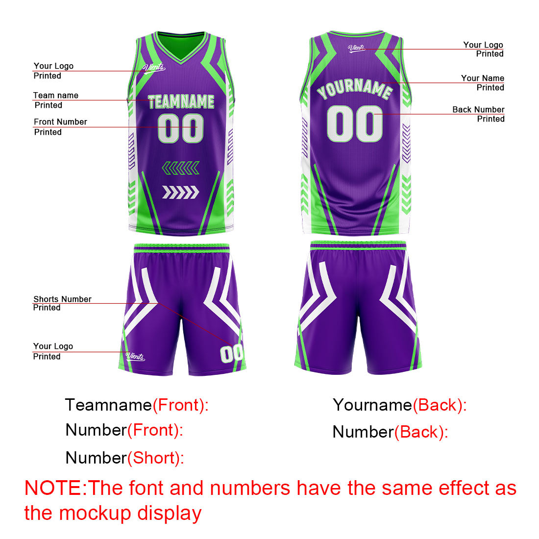 Custom Purple Green Reversible Basketball Suit for Adults and Kids Personalized Jersey