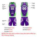 Custom Purple Green Reversible Basketball Suit for Adults and Kids Personalized Jersey
