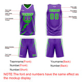 Custom Purple Green Reversible Basketball Suit for Adults and Kids Personalized Jersey