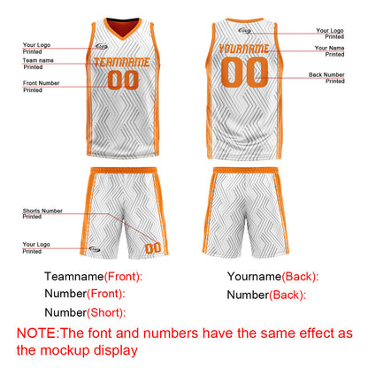 Custom White Orange Reversible Basketball Suit for Adults and Kids Personalized Jersey