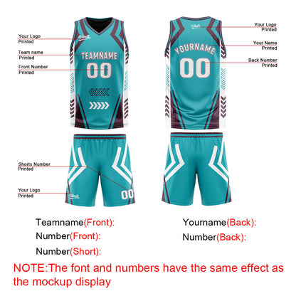 Custom Cyan Vintage Purple Reversible Basketball Suit for Adults and Kids Personalized Jersey