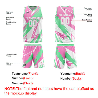 Custom Pink Green Basketball Jersey Uniform Suit Printed Your Logo Name Number
