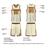 Custom Cream Orange Reversible Basketball Suit for Adults and Kids Personalized Jersey
