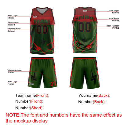 Custom Green Red Basketball Jersey Uniform Suit Printed Your Logo Name Number