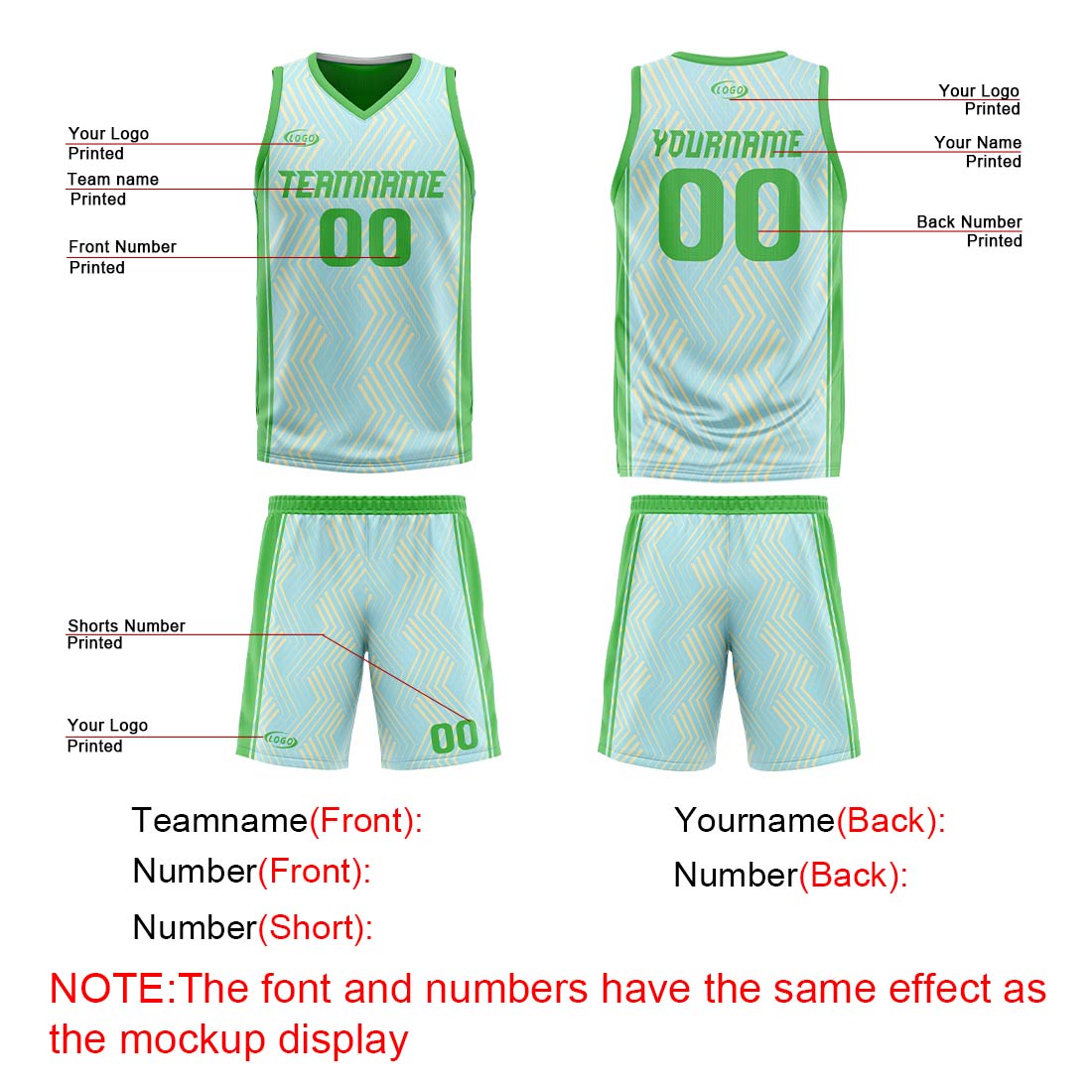 Custom Light Blue Green Reversible Basketball Suit for Adults and Kids Personalized Jersey