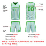 Custom Light Blue Green Reversible Basketball Suit for Adults and Kids Personalized Jersey