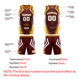 Custom Brown Yellow Reversible Basketball Suit for Adults and Kids Personalized Jersey