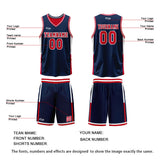 Custom Navy Red Reversible Basketball Suit for Adults and Kids Personalized Jersey