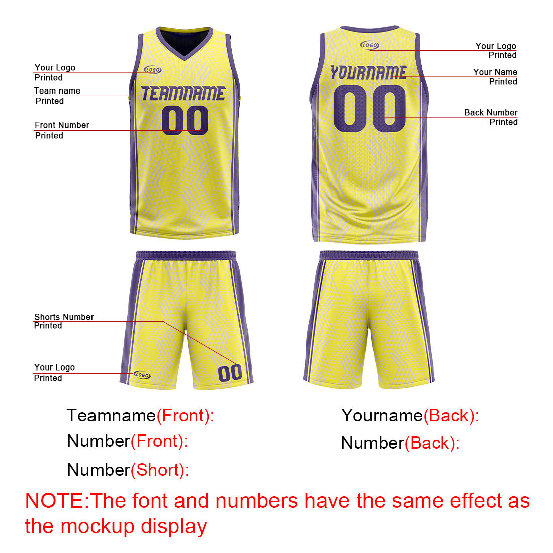 Custom Yellow Purple Reversible Basketball Suit for Adults and Kids Personalized Jersey