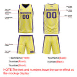 Custom Yellow Purple Reversible Basketball Suit for Adults and Kids Personalized Jersey