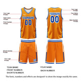 Custom Orange White Blue Reversible Basketball Suit for Adults and Kids Personalized Jersey