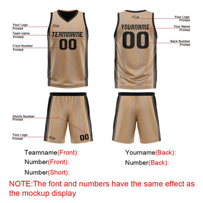 Custom Brown Black Reversible Basketball Suit for Adults and Kids Personalized Jersey