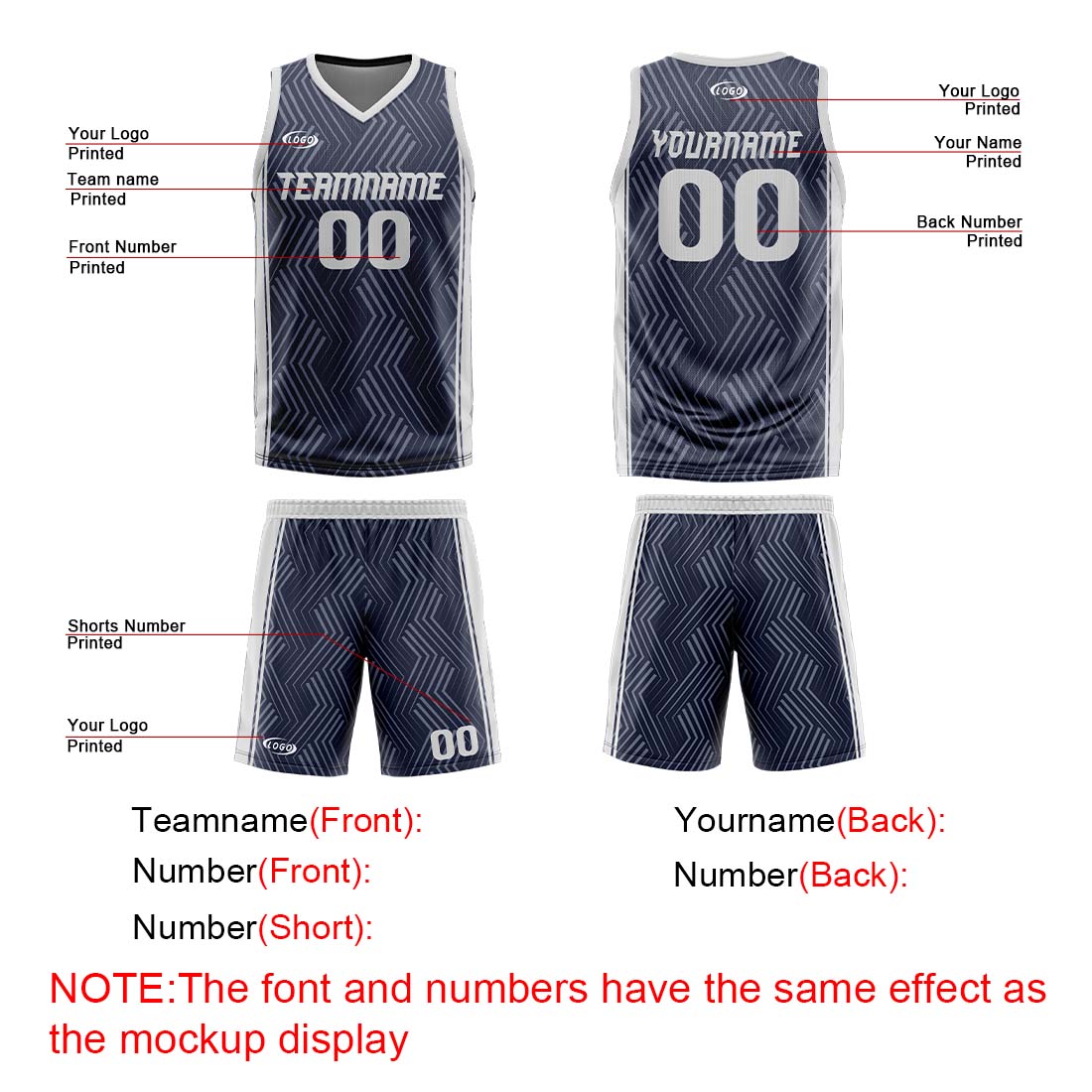 Custom Navy Grey Reversible Basketball Suit for Adults and Kids Personalized Jersey