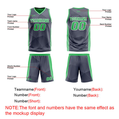 Custom Navy Green Reversible Basketball Suit for Adults and Kids Personalized Jersey
