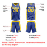 Custom Blue Yellow Reversible Basketball Suit for Adults and Kids Personalized Jersey