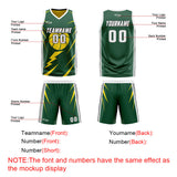 Custom Green Yellow Reversible Basketball Suit for Adults and Kids Personalized Jersey