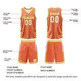 Custom Orange White Yellow Reversible Basketball Suit for Adults and Kids Personalized Jersey