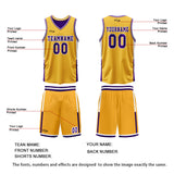 Custom Yellow Purple Reversible Basketball Suit for Adults and Kids Personalized Jersey