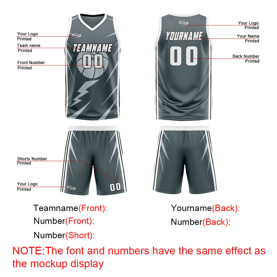 Custom Grey Light Grey Reversible Basketball Suit for Adults and Kids Personalized Jersey