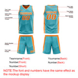 Custom Cyan Orange Reversible Basketball Suit for Adults and Kids Personalized Jersey