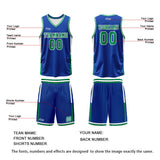 Custom Blue White Green Reversible Basketball Suit for Adults and Kids Personalized Jersey