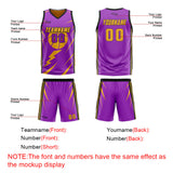 Custom Purple Yellow Reversible Basketball Suit for Adults and Kids Personalized Jersey