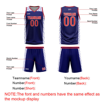 Custom Navy Red Basketball Jersey Uniform Suit Printed Your Logo Name Number
