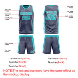 Custom Navy Cyan Reversible Basketball Suit for Adults and Kids Personalized Jersey