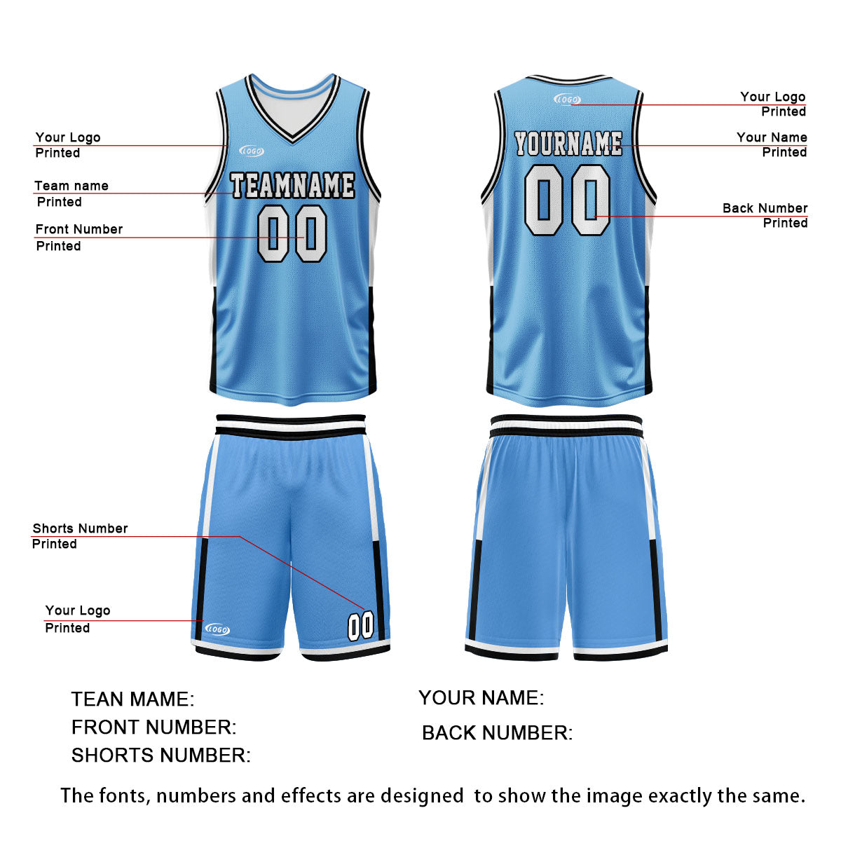 Custom Blue White Reversible Basketball Suit for Adults and Kids Personalized Jersey