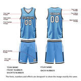 Custom Blue White Reversible Basketball Suit for Adults and Kids Personalized Jersey