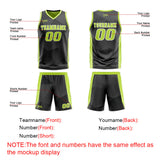 Custom Black Light Green Reversible Basketball Suit for Adults and Kids Personalized Jersey