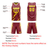 Custom Red Yellow Reversible Basketball Suit for Adults and Kids Personalized Jersey