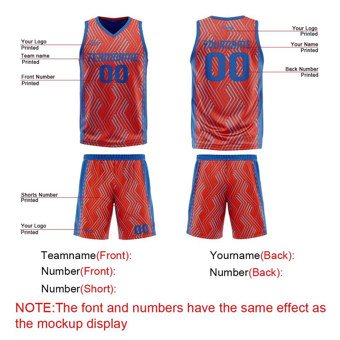 Custom Red Blue Reversible Basketball Suit for Adults and Kids Personalized Jersey