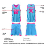Custom Blue Pink Reversible Basketball Suit for Adults and Kids Personalized Jersey