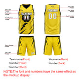 Custom Yellow Black Reversible Basketball Suit for Adults and Kids Personalized Jersey