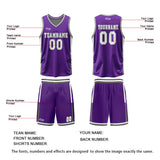 Custom Purple Grey Reversible Basketball Suit for Adults and Kids Personalized Jersey