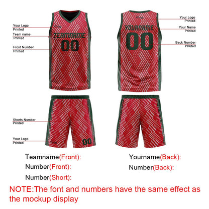 Custom Red Green Reversible Basketball Suit for Adults and Kids Personalized Jersey