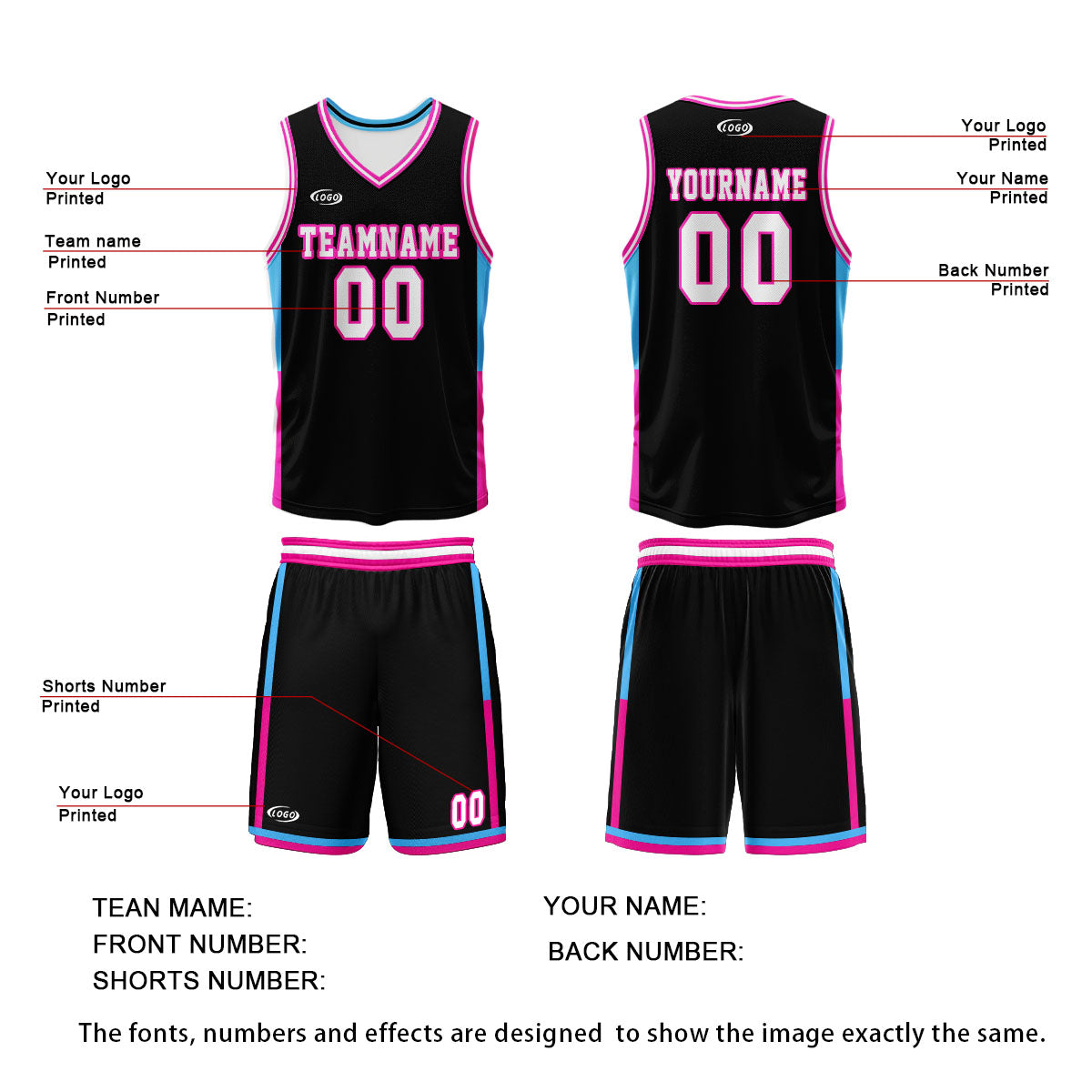 Custom Black White Reversible Basketball Suit for Adults and Kids Personalized Jersey