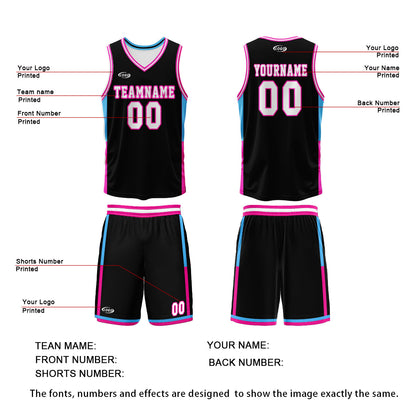 Custom Black White Reversible Basketball Suit for Adults and Kids Personalized Jersey
